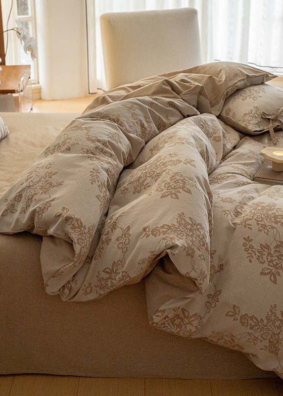 Bonnie Ribbon Bow Tie Floral Bedding Set / Brown