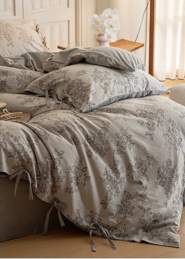 Bonnie Ribbon Bow Tie Floral Bedding Set / Blue