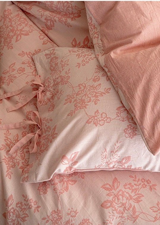 Bonnie Ribbon Bow Tie Floral Bedding Set / Brown