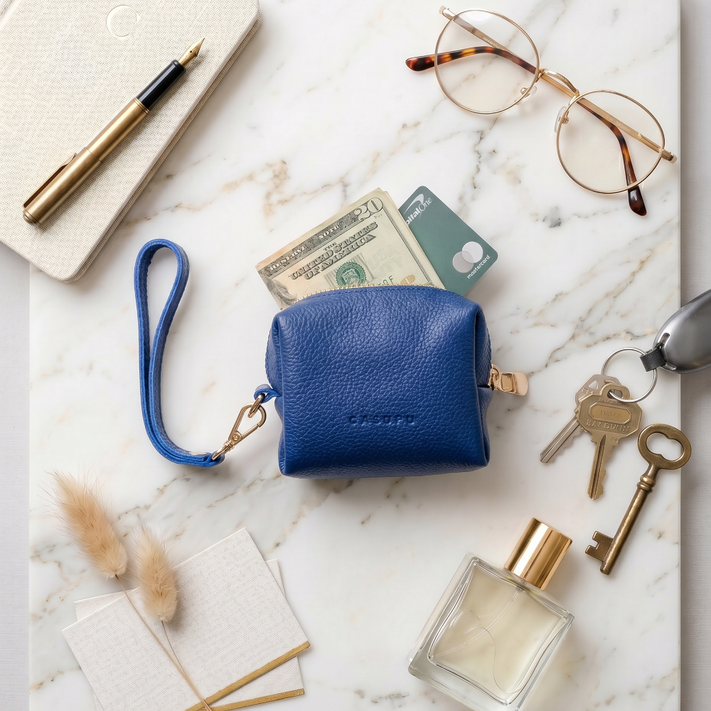 Mini Zipper Bag with Wristlet - Cobalt Blue