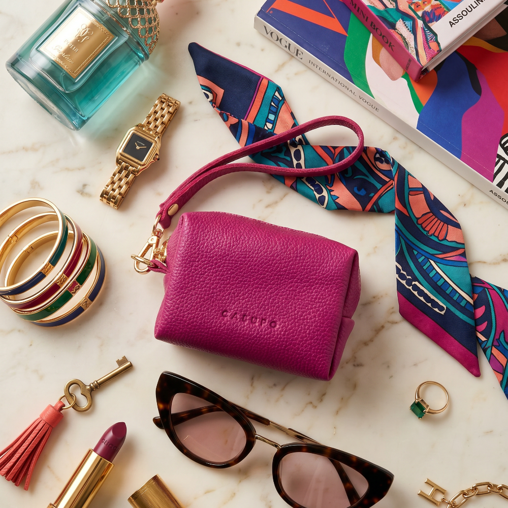 Mini Zipper Bag with Wristlet - Pink