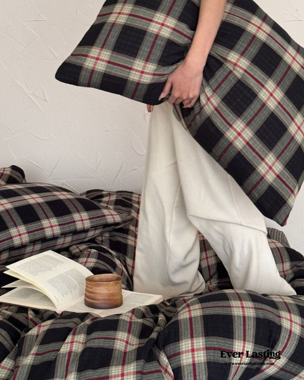 British Vintage Plaid Bedding Set / Black