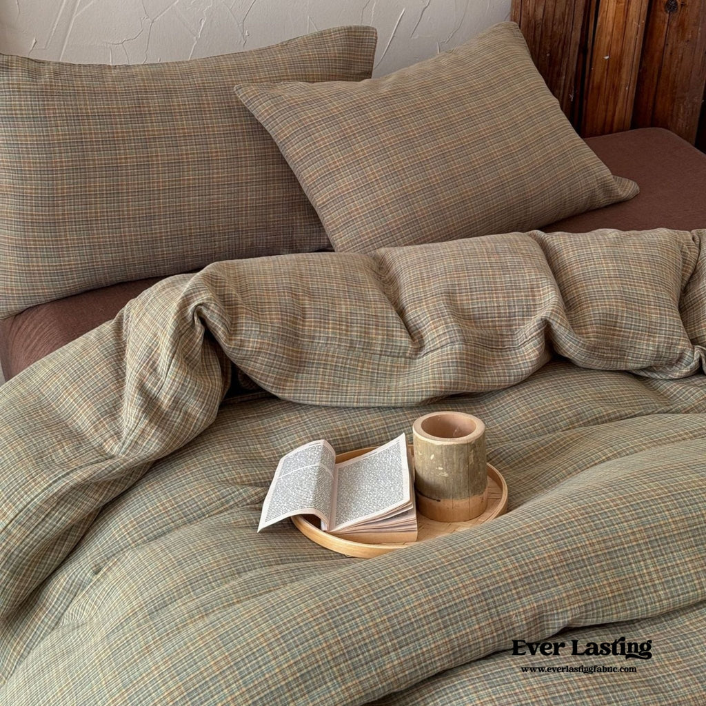 British Vintage Plaid Bedding Set / Black