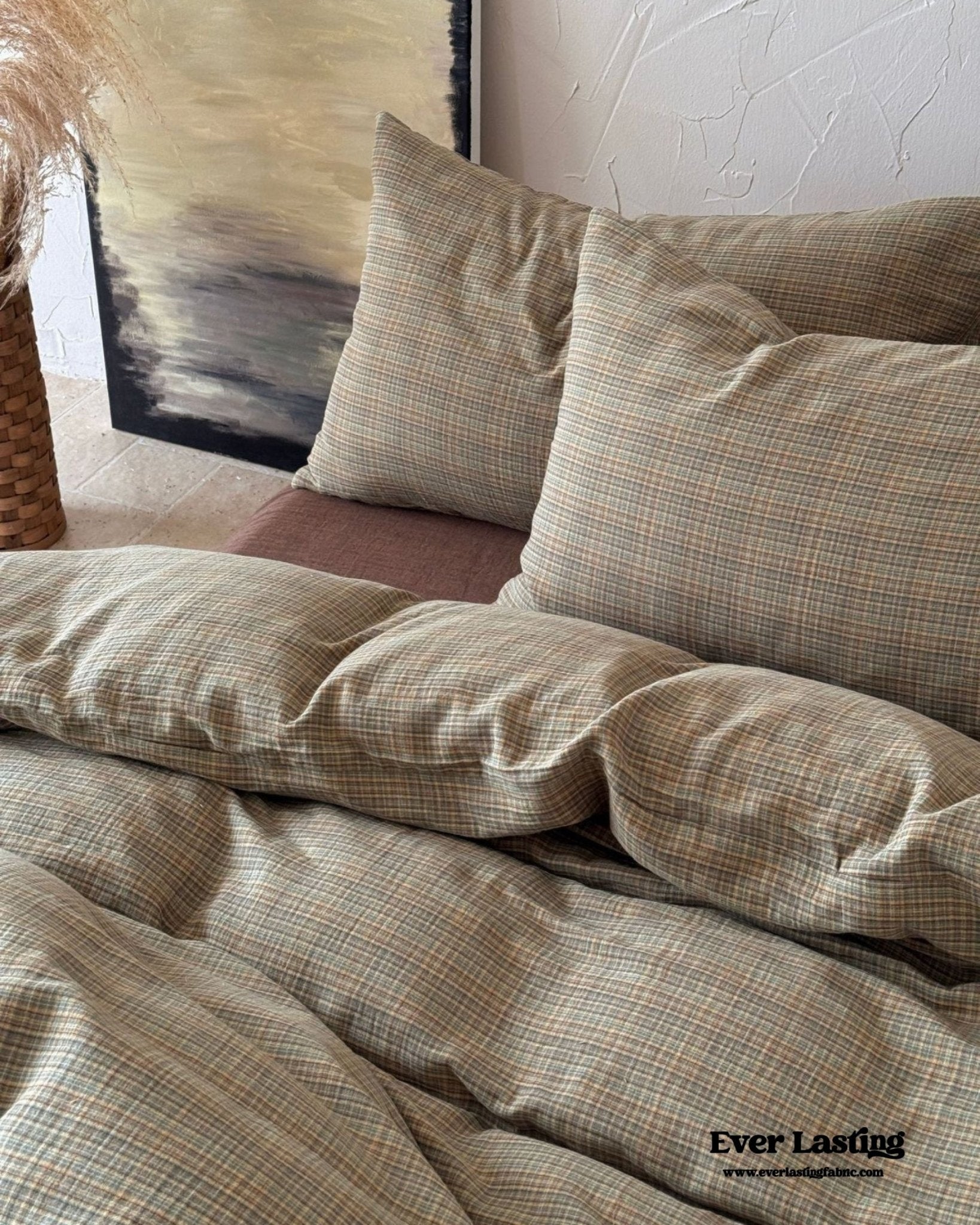 British Vintage Plaid Bedding Set / Brown
