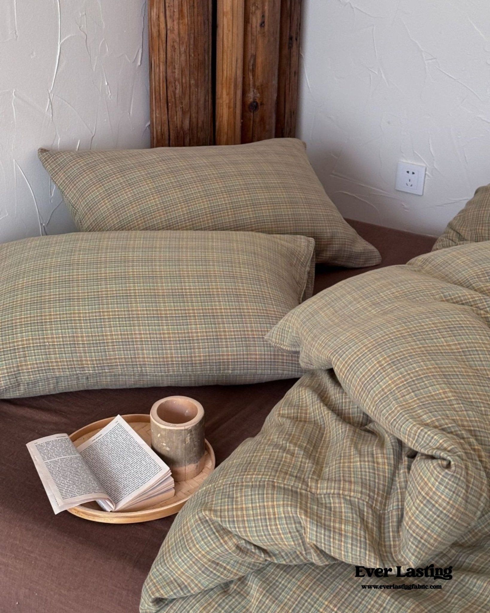 British Vintage Plaid Bedding Set / Brown