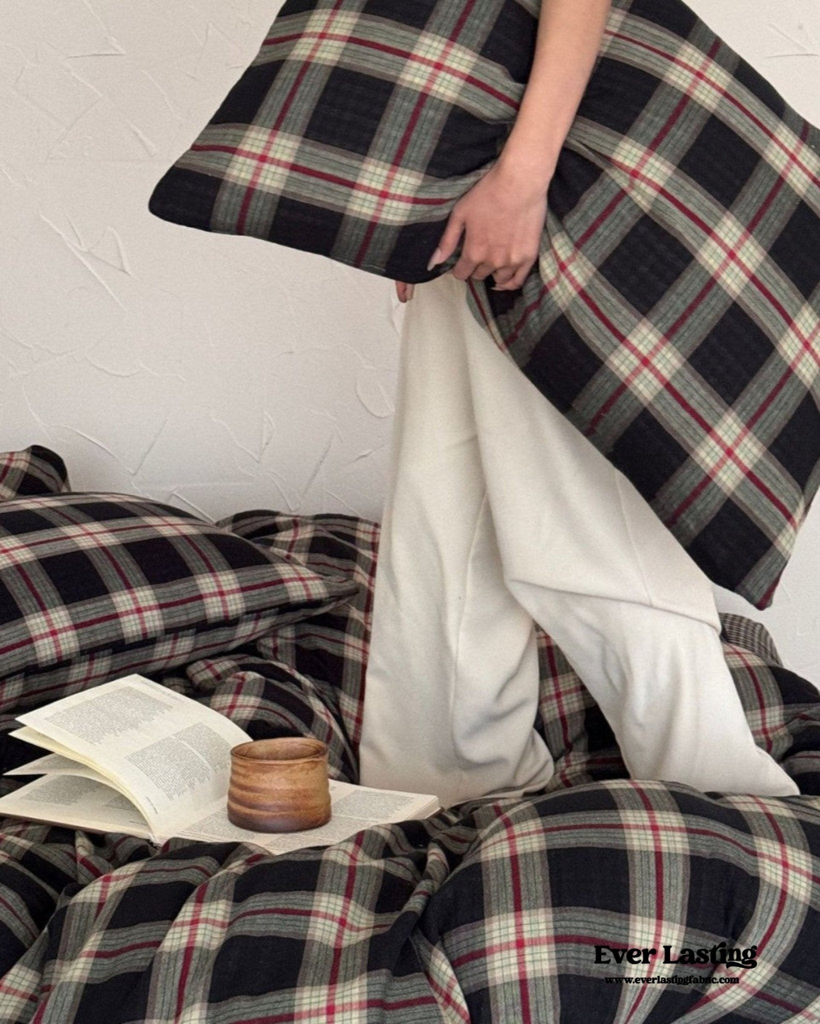 British Vintage Plaid Bedding Set / Red