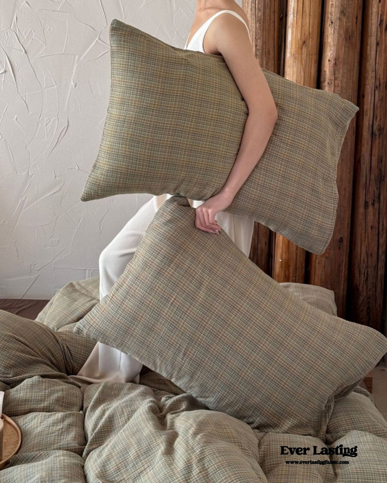 British Vintage Plaid Bedding Set / Red