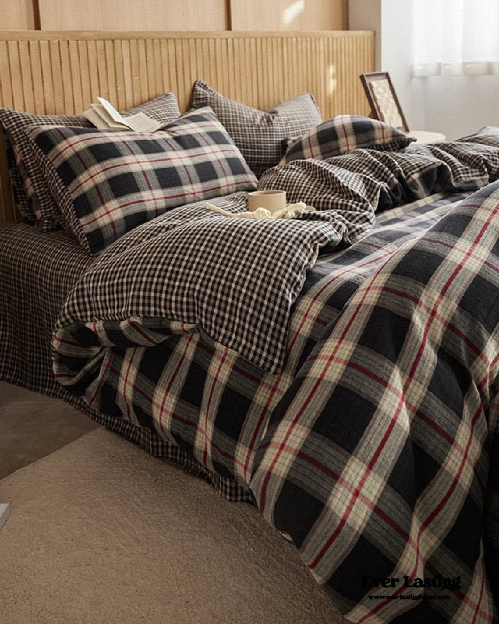 British Vintage Plaid Bedding Set / Red