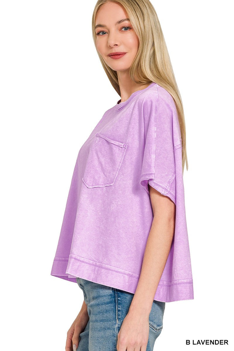 Zenana Acid Washed Oversized Top & Shorts Set