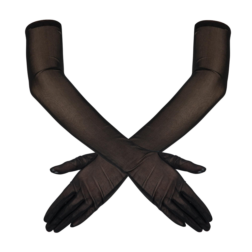 Lace Gloves Black Tulle Gloves Long Elbow Sheer Stretchy Gloves Elegant Bridal Gloves Formal Dance Lace Gloves for Women Dress Costume Accessories Halloween Wedding Opera Tea Party Cosplay Dinner Prom