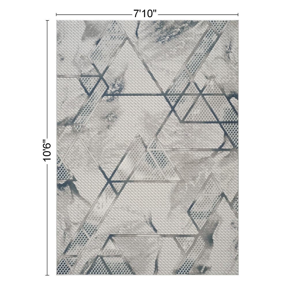 Geometrix GC_DIM1006 Gray 7 ft. 10 in. x 10 ft. 6 in. Contemporary Area Rug with Geometric 3D Effect