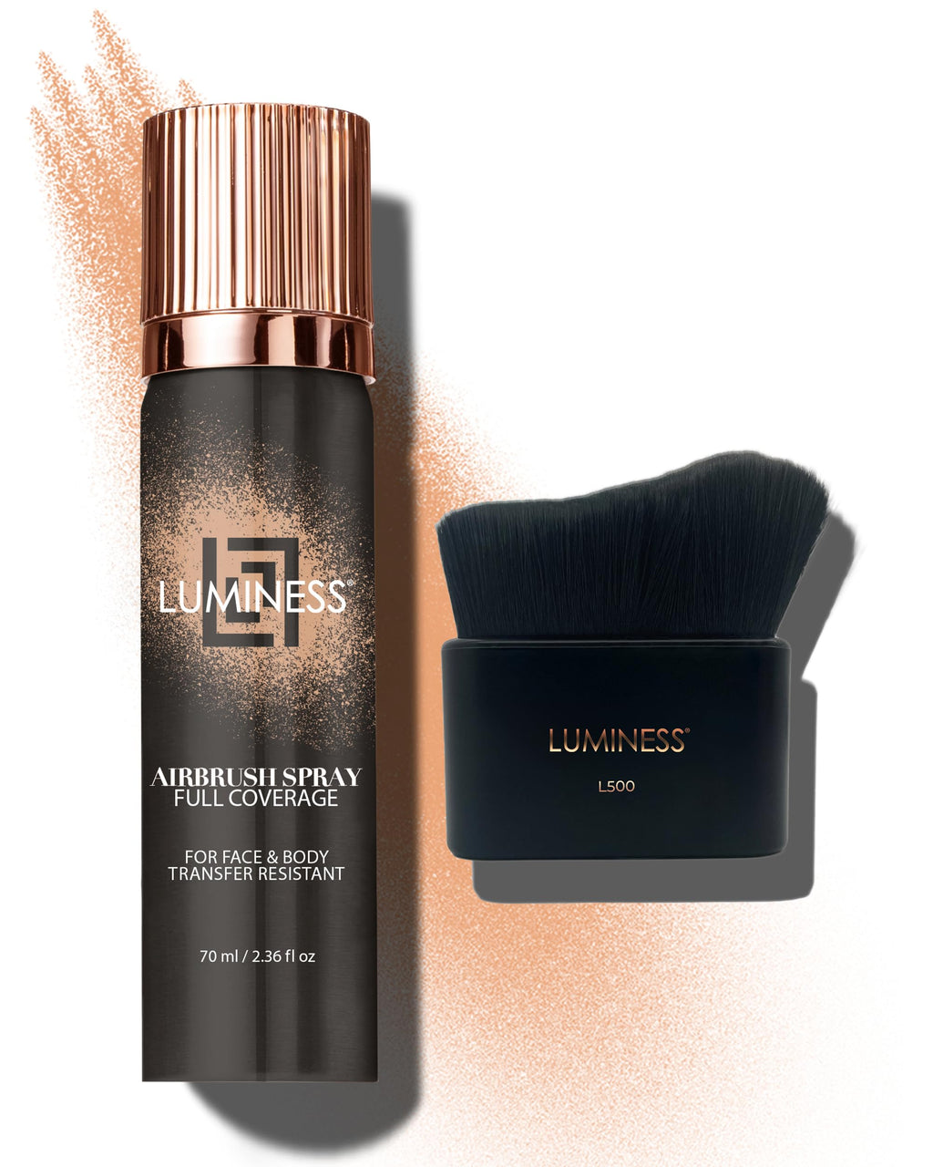 LUMINESS Spray Airbrush Foundation Makeup Shade 050 - Medium Warm Full Coverage Foundation for Face Neck & Body - Water-Based Concealer for Seamless Blending Natural-Looking Finish 2.36 fl oz