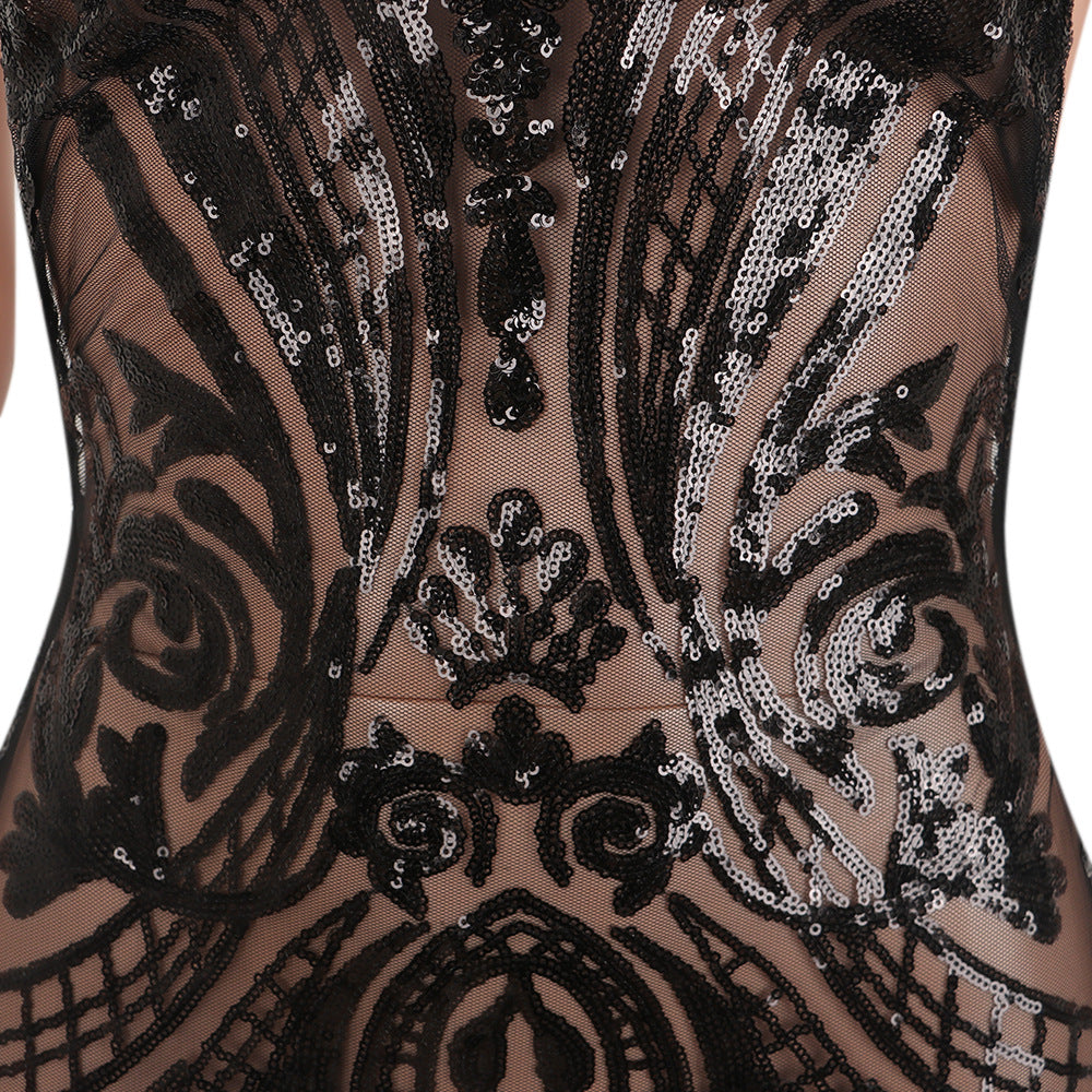 Sequin Sheer Back Dress, Sequin Dress