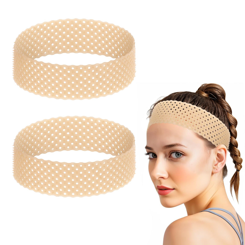 TIESOME Adjustable Silicone Wig Headband Grip 2 PCS Wig Grip Band Adjustable Elastic Fixed Non Slip Wig Straps Women Men Wig Bands Sweat-Proof Hold Wig Cap Hairband for Keeping Wig in Place(Beige)