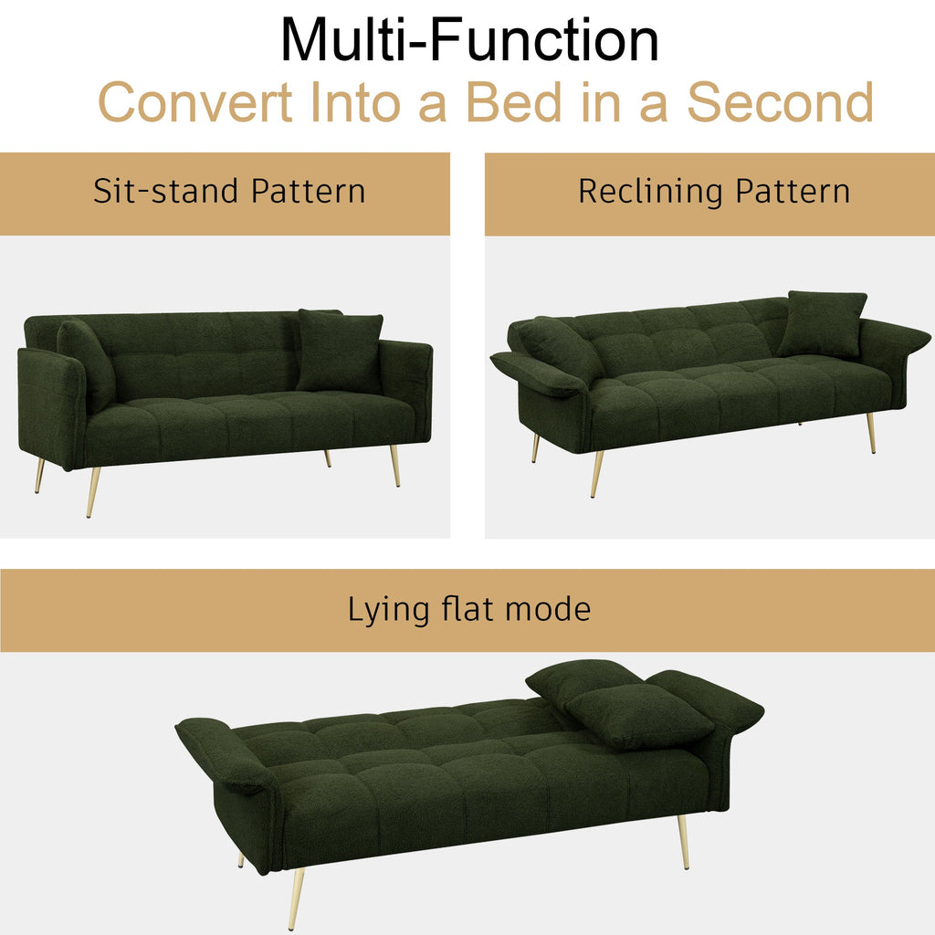 70.1 'futon sofa bed, convertible double sofa bed with folding armrests for living rooms and small Spaces