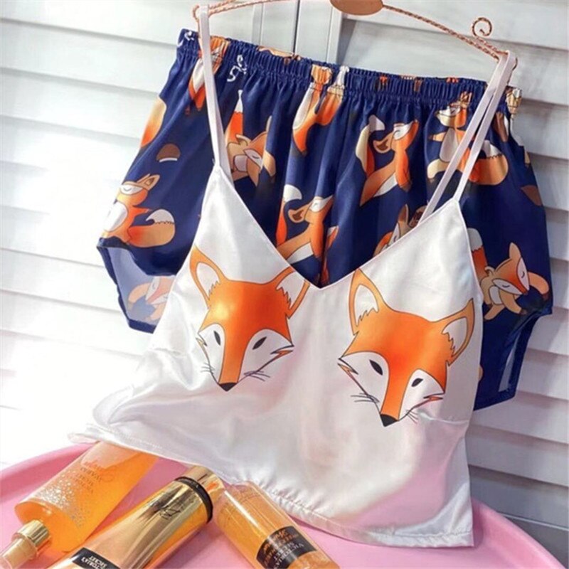 Summer Silk V-Neck Loungewear Set for Women