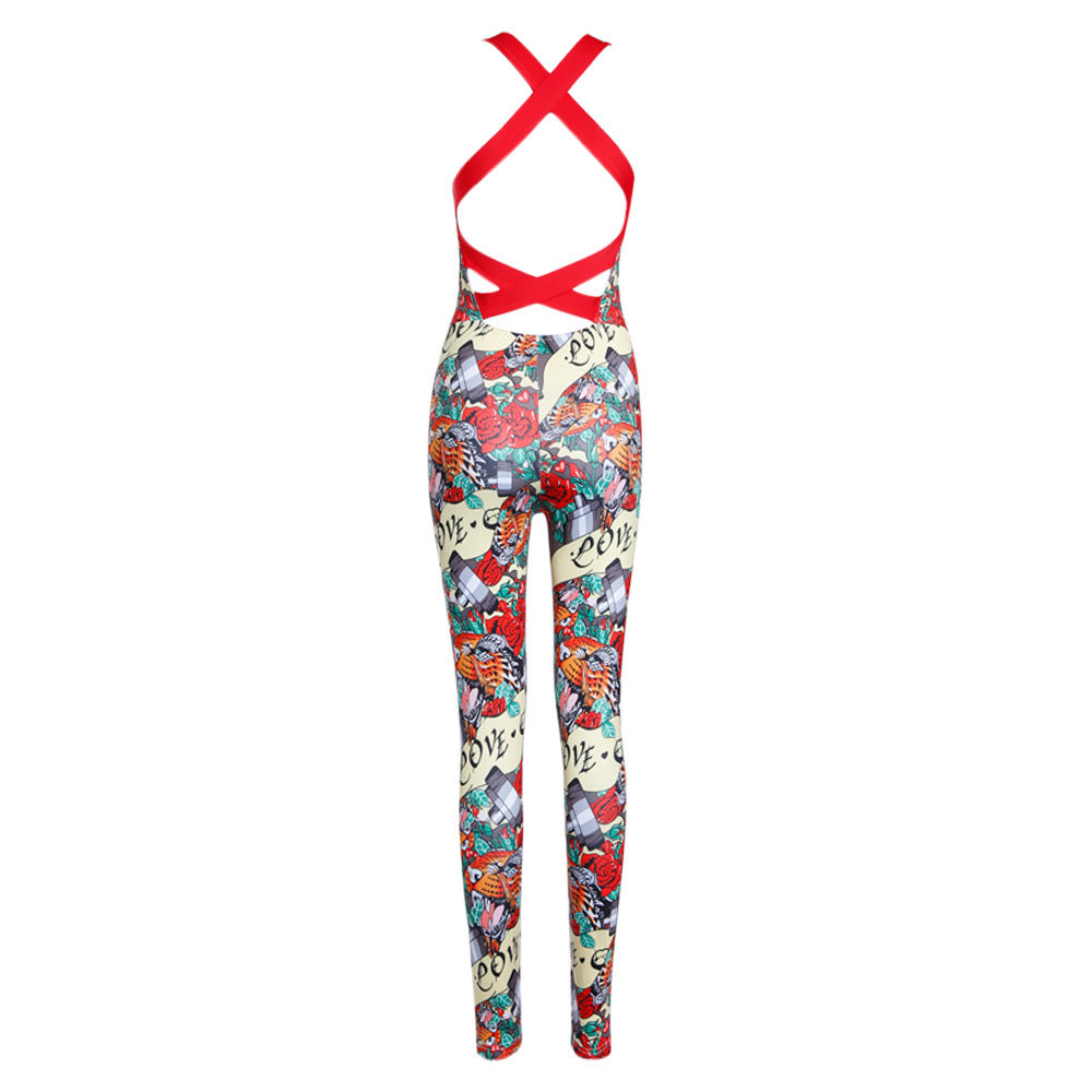 2020 New Yoga Fitness Set with Leaf Print Design