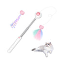 SmartTail Cat Wand Toy Interactive Cat Toy Retractable Wand Toy and 2PCS Feather Tassels Toys Refills Funny Kitten Toys Cat Fishing Pole Toy