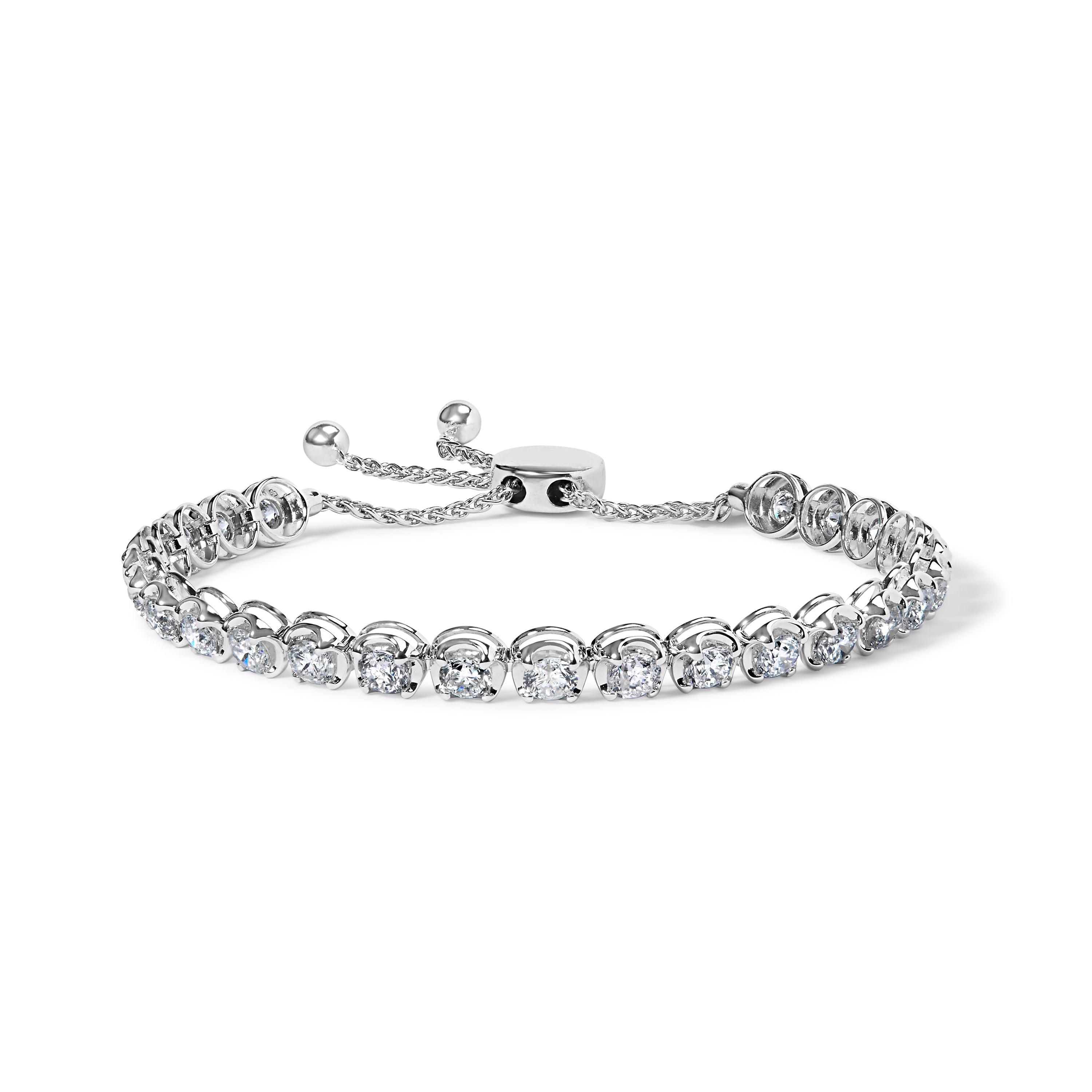14K White Gold 6.00 Cttw Diamond 4â€-10â€ Adjustable Bolo Tennis Bracelet (I-J Color, I1-I2 Clarity)