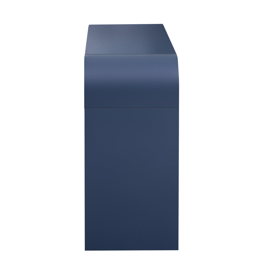 TREXM Modern Console Table with 2 Storage Drawers, Fluted Entryway Table with Rounded Silhouette for Hallway Living Room and Entryway (Navy Blue)