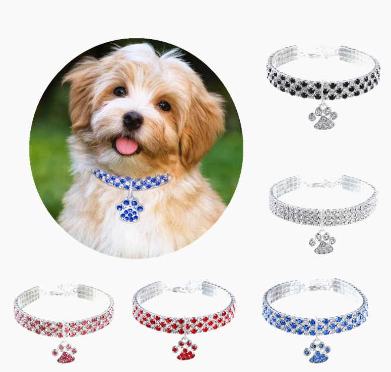 New Pet Collar with Rhinestones for Cats and Dogs