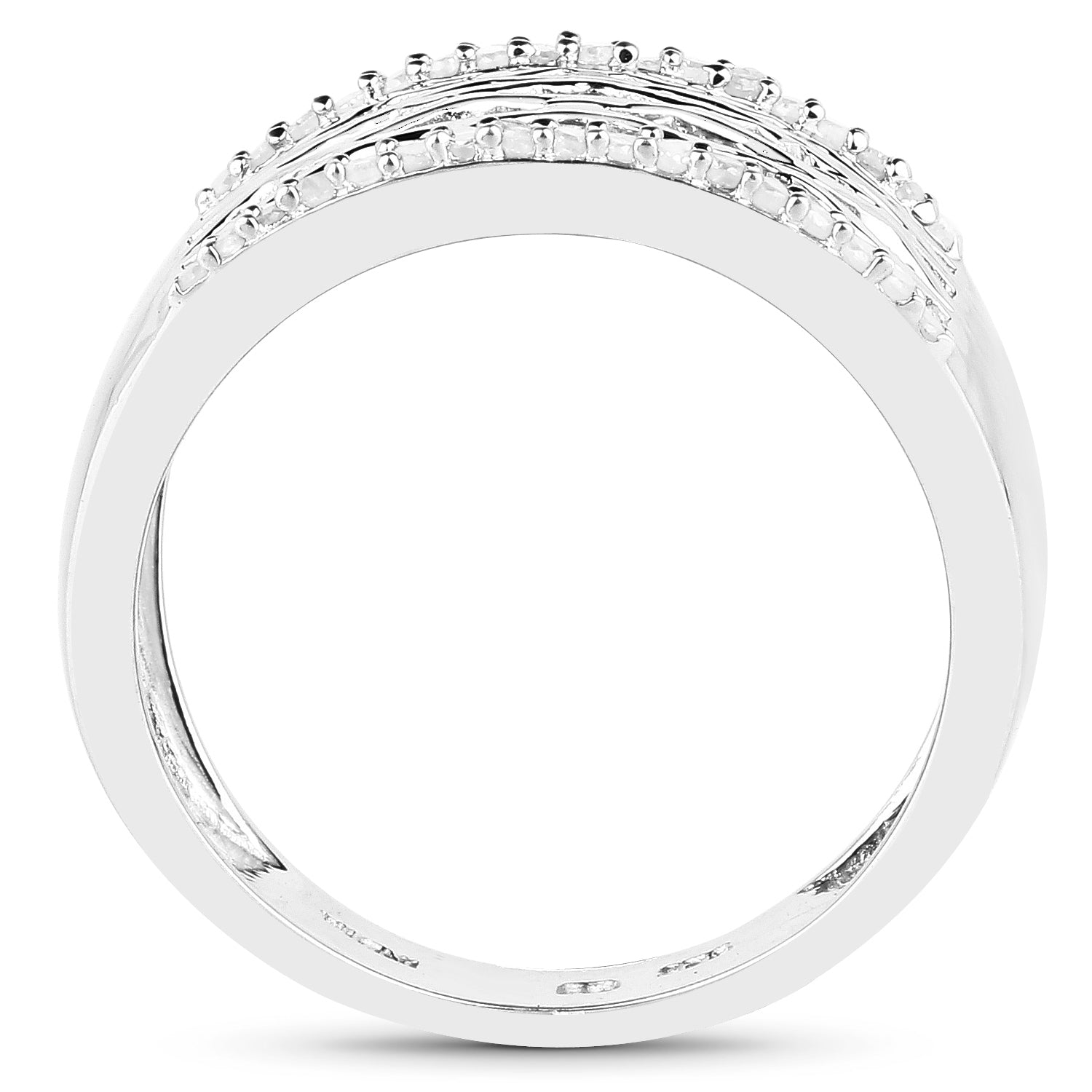 0.41 Carat Genuine White Diamond .925 Sterling Silver Ring
