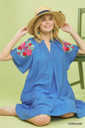 Umgee Embroidered Shoulder Dress