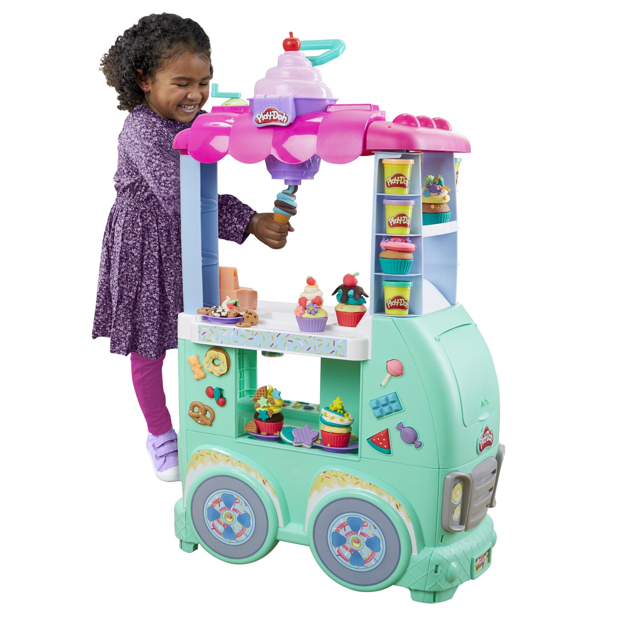 Play-Doh Kitchen Creations Sweet Snacks Food Truck Toy Playset for Kids 12 Modeling Compound Cans for 3 Year Old Girls & Boys & Up (Amazon Exclusive)