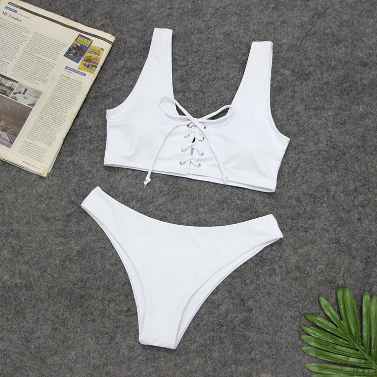 2019 New Women's Bikini, Sexy Solid Color Swimsuit