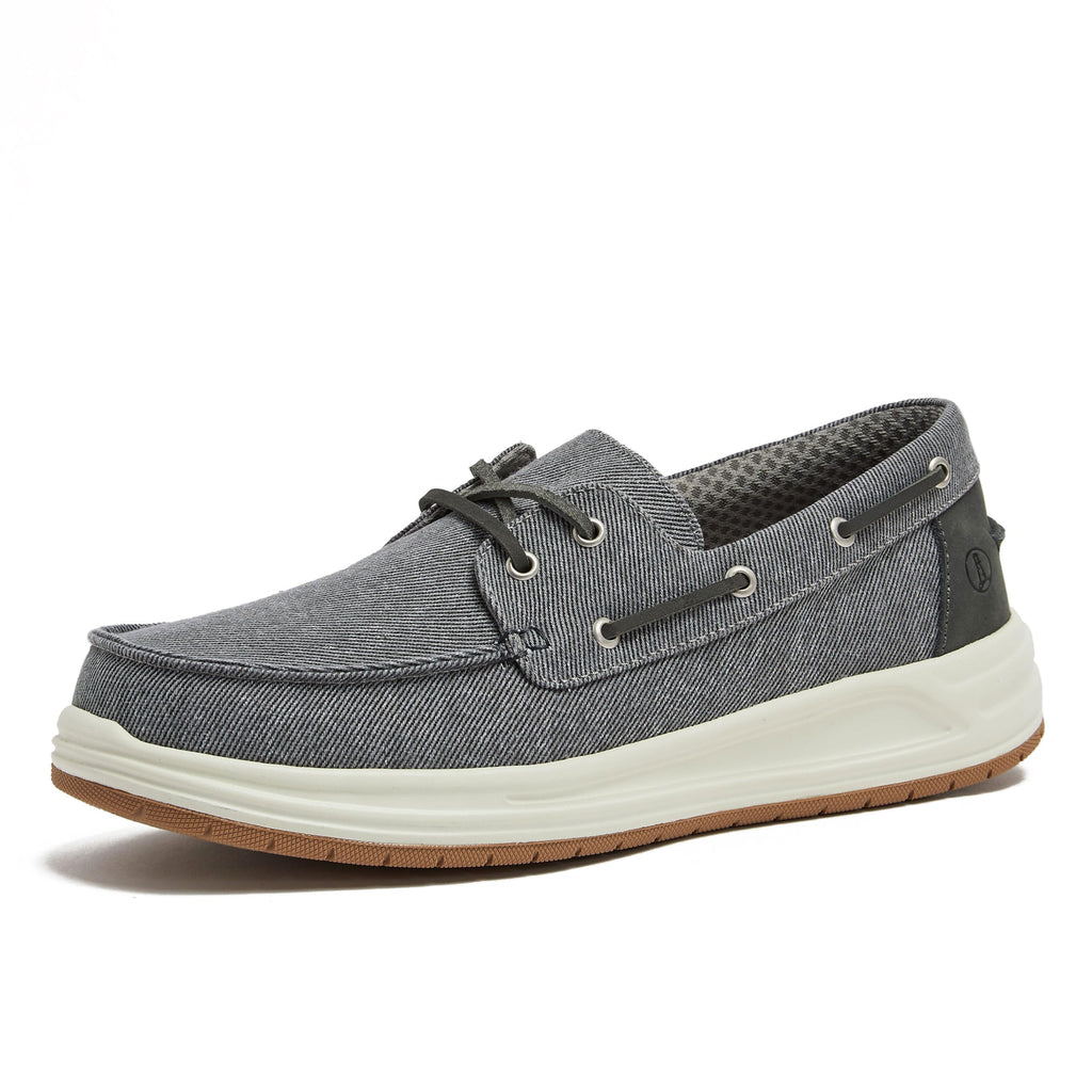Lands End Canvas Boat Shoes Men Deck Shoes Mens Boat Shoes Slip Ons - Navy Blue Tan Brown or Grey Mens Casual Shoes - Light Graphite 12 Medium