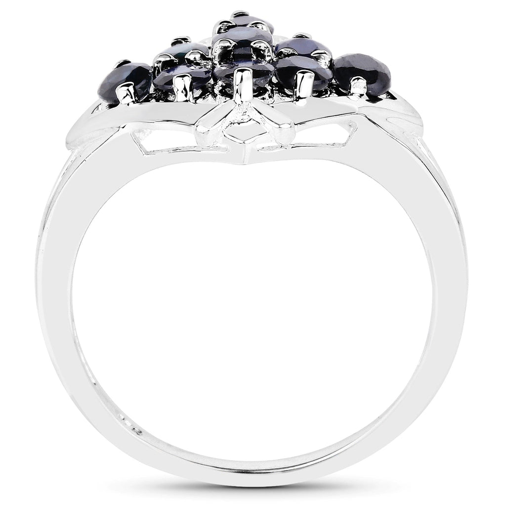 1.80 Carat Genuine Blue Sapphire .925 Sterling Silver Ring