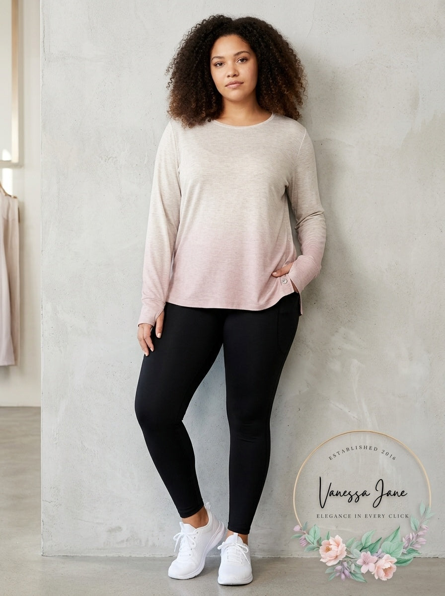 Ideology Long Sleeve Gradient Print T-Shirt Athletic Top