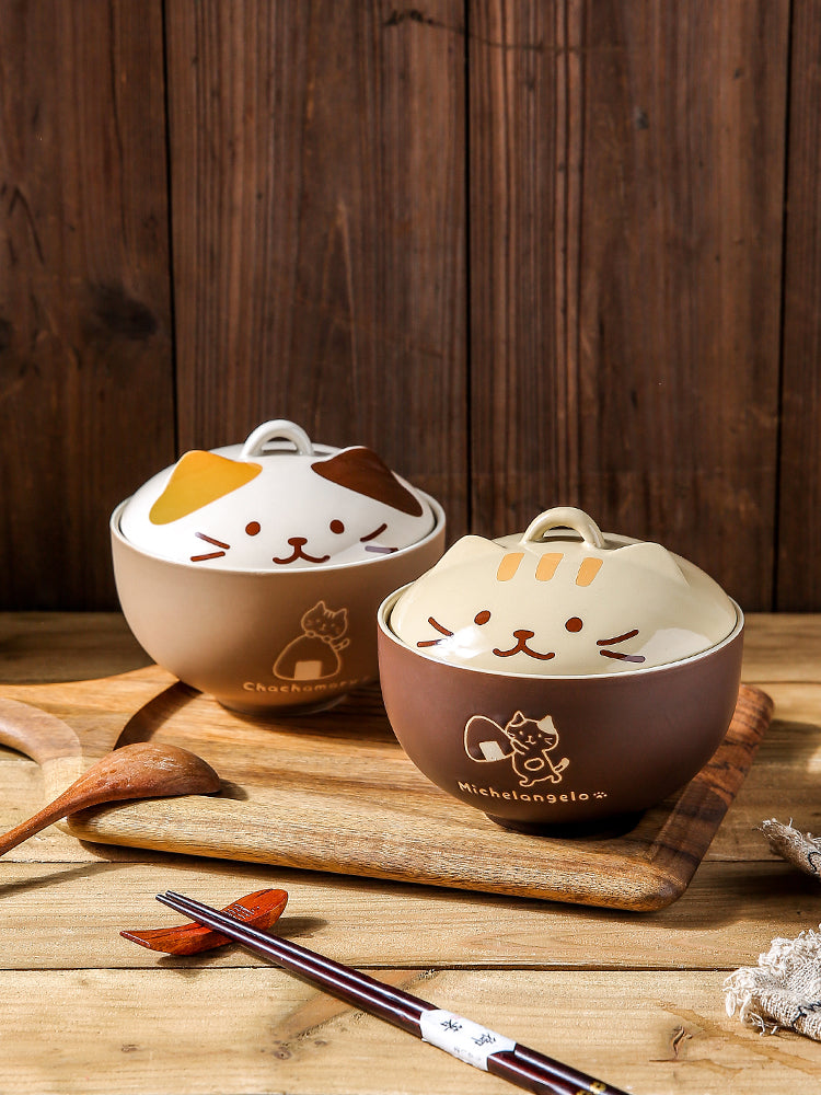 Cute Cat Ceramic Bowl for Soup, Noodles, and Salad