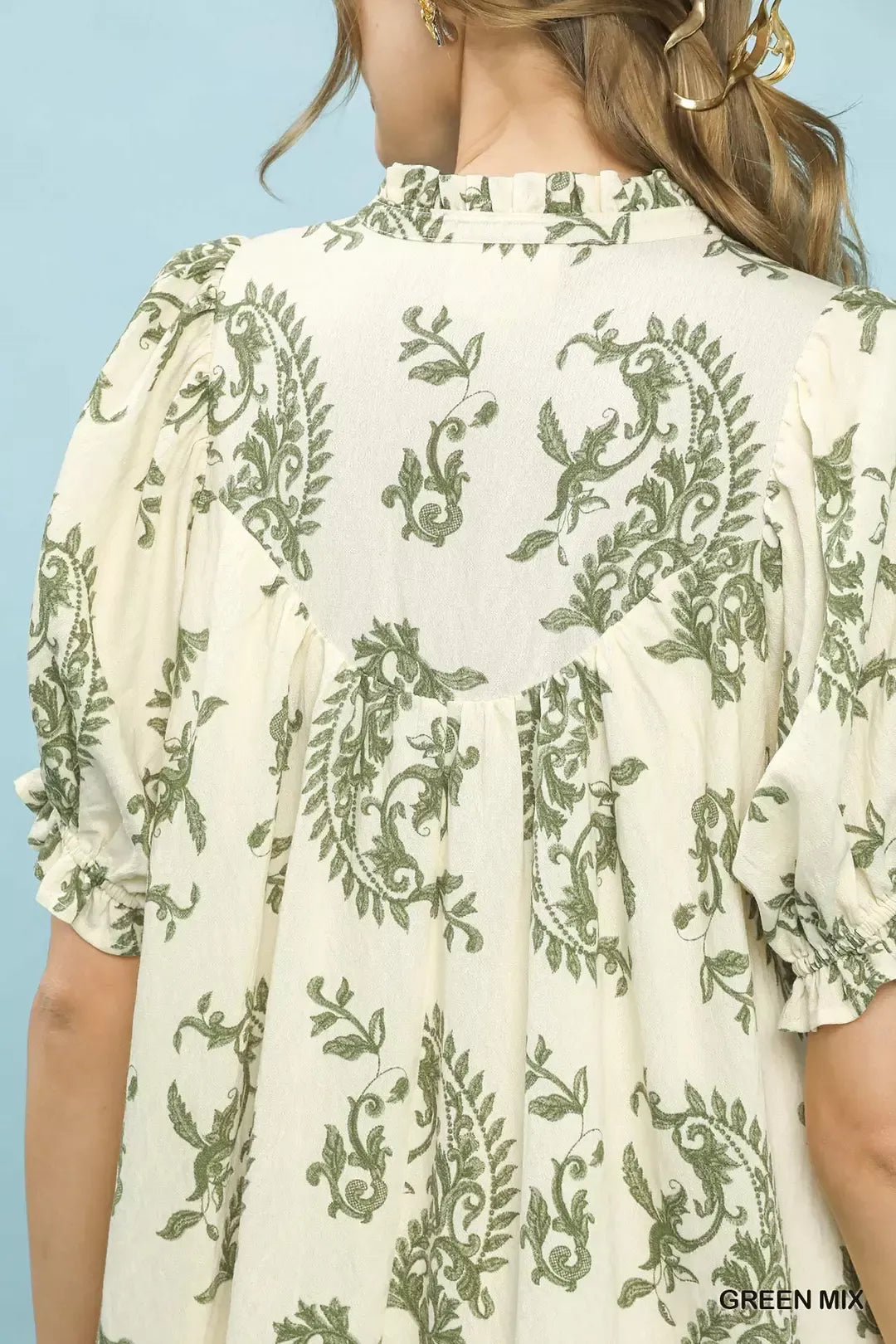 Umgee Mix Paisley Scallop Trim Dress
