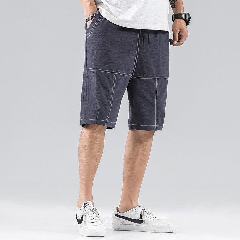 Men's Casual Cotton Linen Loose Harem Sports Shorts