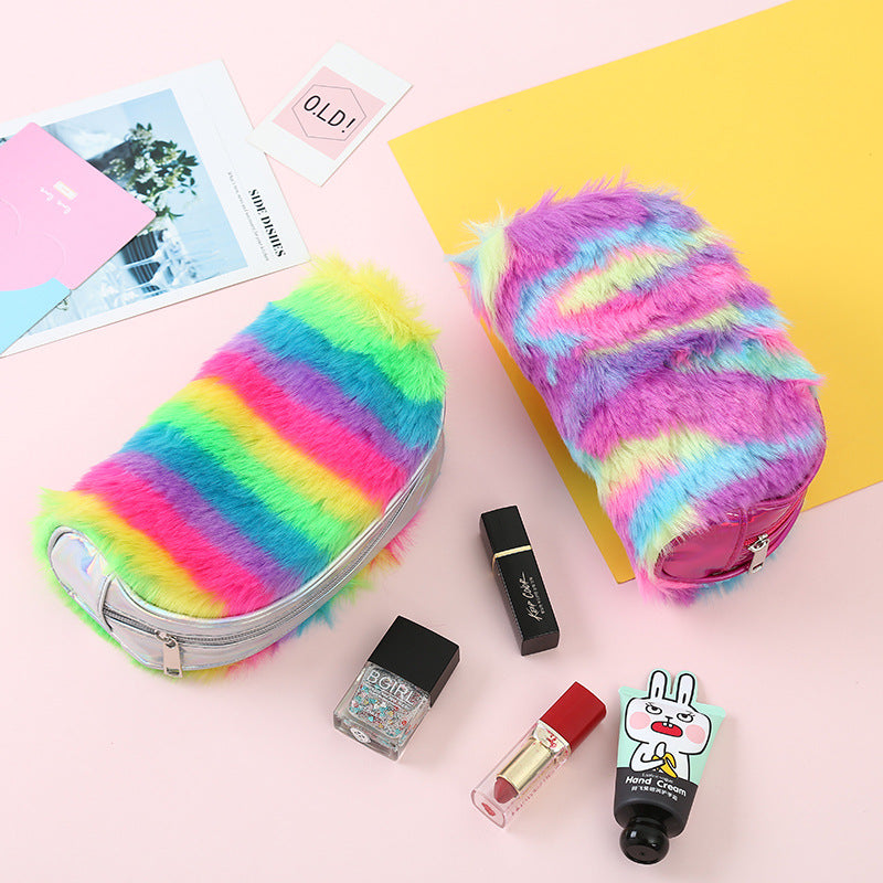 2019 New Rainbow Plush Pencil Case and Makeup Bag
