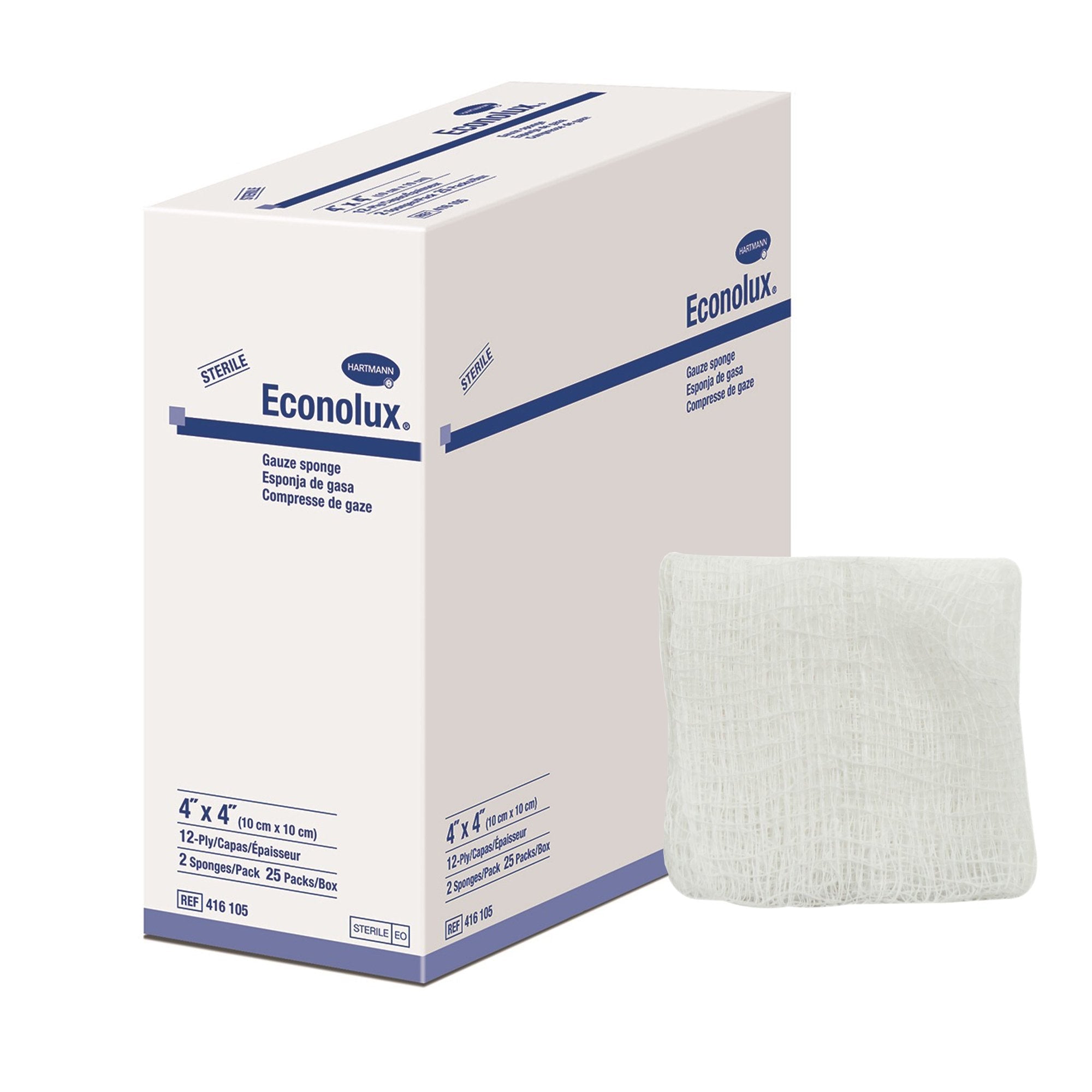 Econolux® Sterile Gauze Sponge, 4 x 4 Inch, 12-Ply 416105