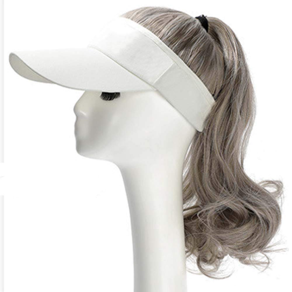 YEKEYI Outdoor Hat Wig Hat with Hair Ponytail Wig Baseball Cap with Hair Brown Black Wavy Women Wig Hats