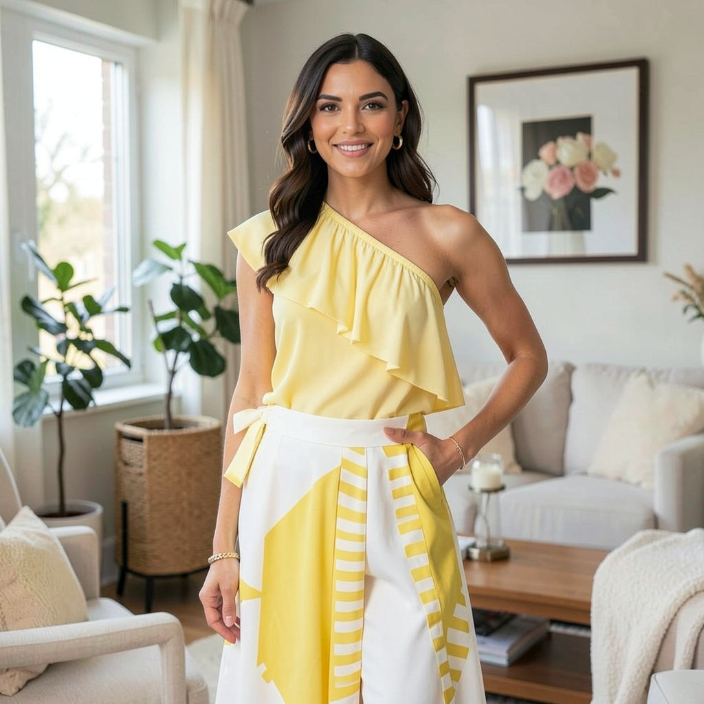 Milly Women's One Shoulder Top, Yellow, Size Small