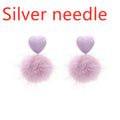 Purple Pom Pom Earrings - New Trendy Clip-On Design