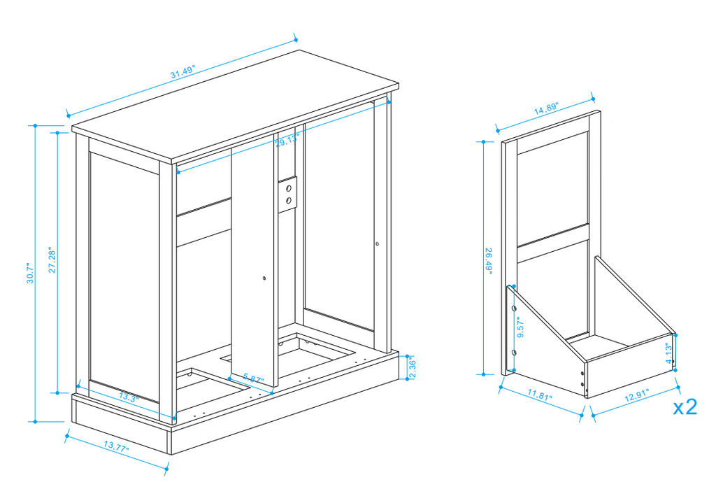 Two-Compartment Tilt-Out Laundry Sorter Cabinet-White