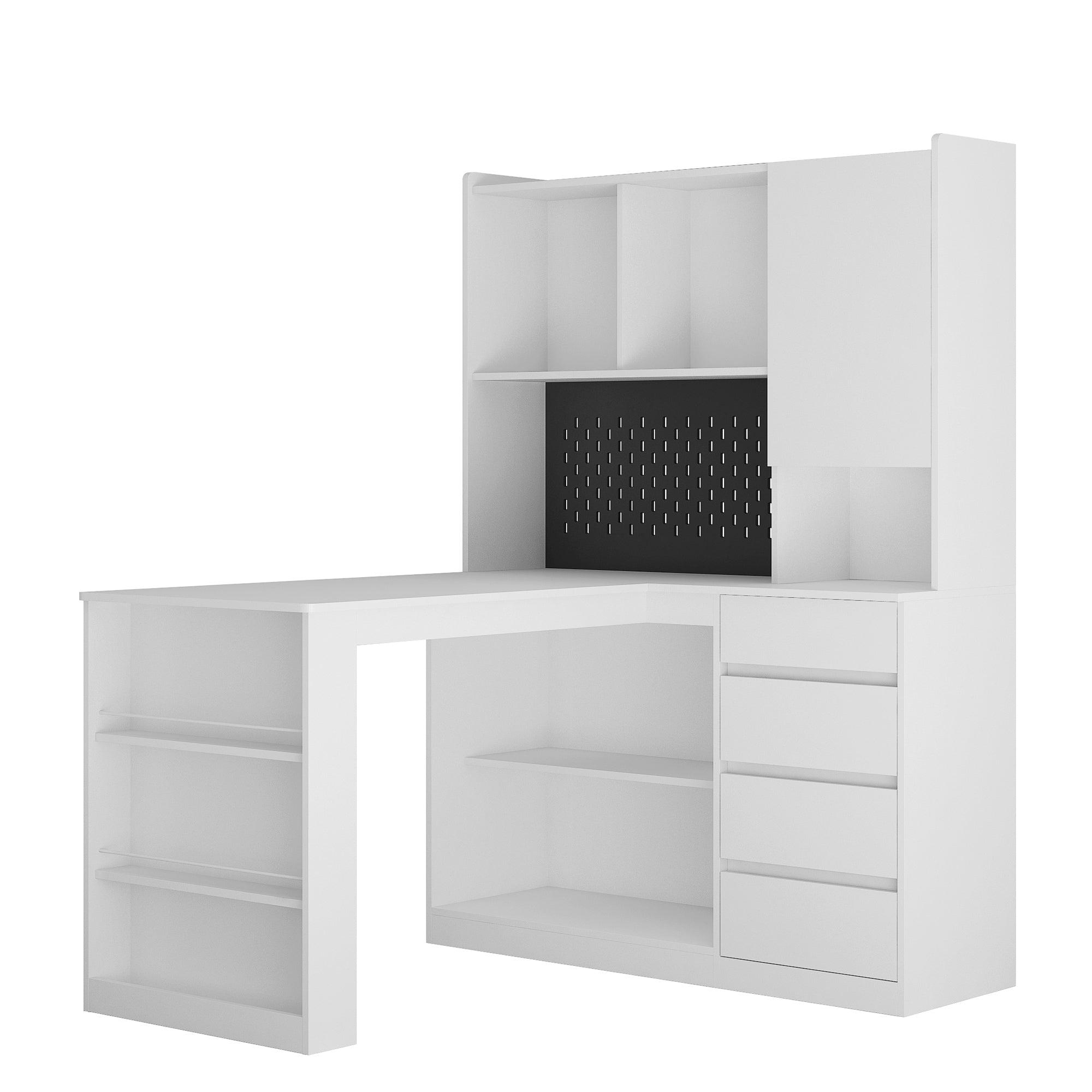 L Shaped Desk with Charger,Computer Desk with Drawers,Bookshelf, with LED Light,Modern Corner Desk,Home Office Desk,L-Shaped Study Table Writing Desk,Corner Gaming Computer Desk with Storage