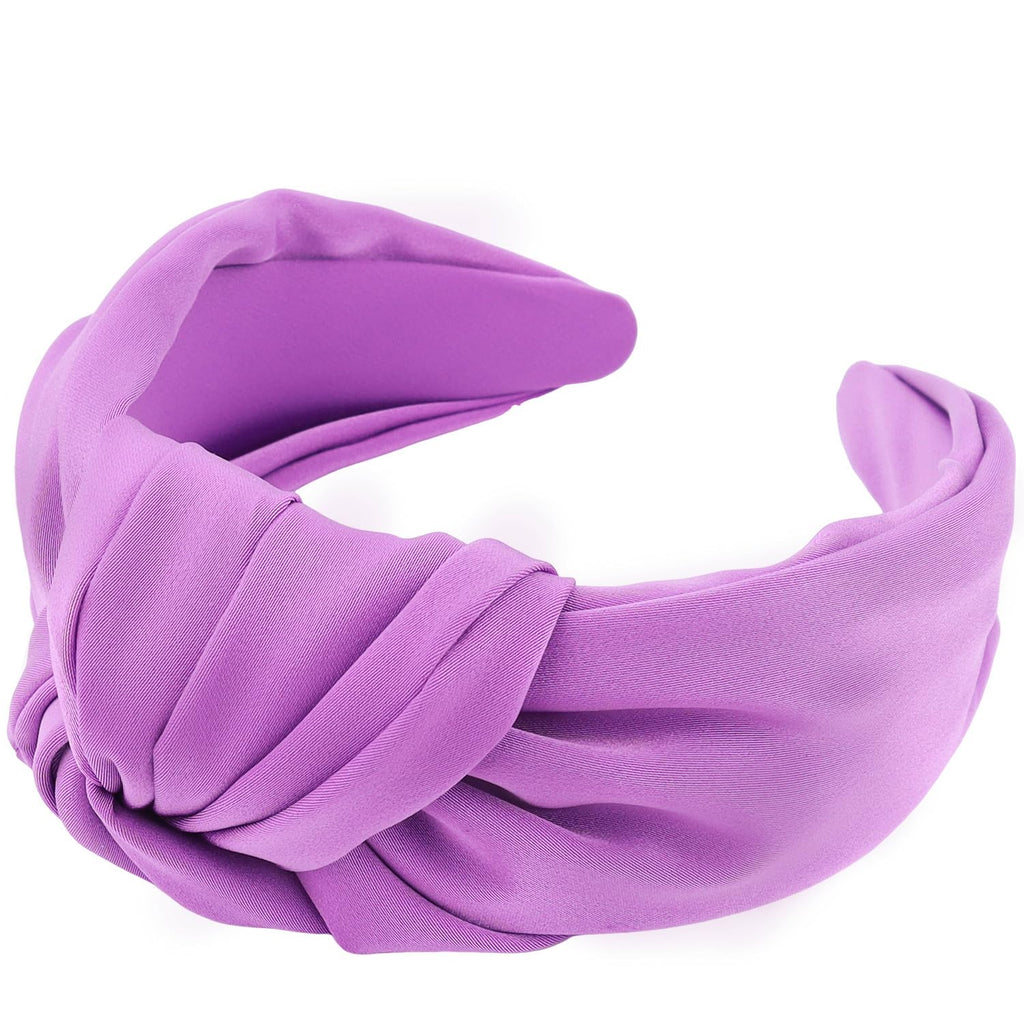 JOYRUBY Purple Headband Top Knot Headband for Women Satin Knotted Headbands for Women Girls Wide Headbands for Women Non Slip Hair Accessories