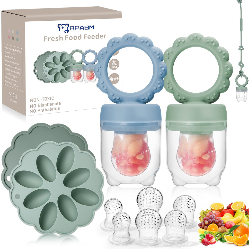 Baby Fruit Food Feeder2 Pack Silicone Baby Teething ToysIncludes Breastmilk Popsicles MoldsToy Straps6 Different Size Food PacifierBaby Food Containers for Toddler TeethingInfant Self Feeding