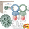 Baby Fruit Food Feeder2 Pack Silicone Baby Teething ToysIncludes Breastmilk Popsicles MoldsToy Straps6 Different Size Food PacifierBaby Food Containers for Toddler TeethingInfant Self Feeding