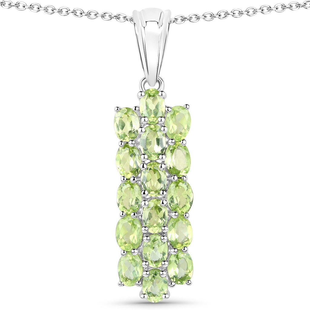 8.84 Carat Genuine Peridot .925 Sterling Silver 3 Piece Jewelry Set (Ring, Earrings, and Pendant w/ Chain)