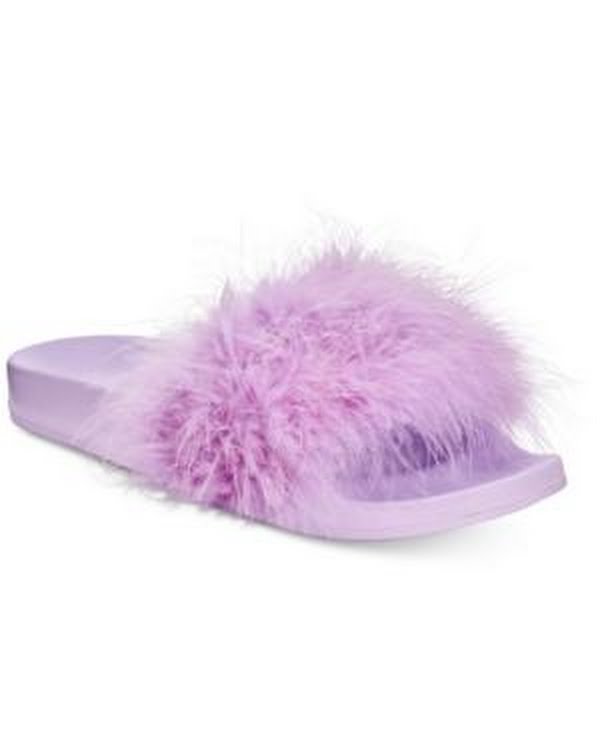 INC International Concepts Women?s Faux-Marabou Slide Slippers, XL