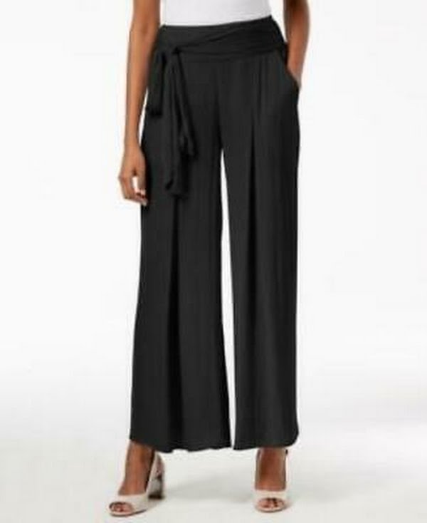 Alfani Wide-Leg Tie-Waist Pants, Size Medium