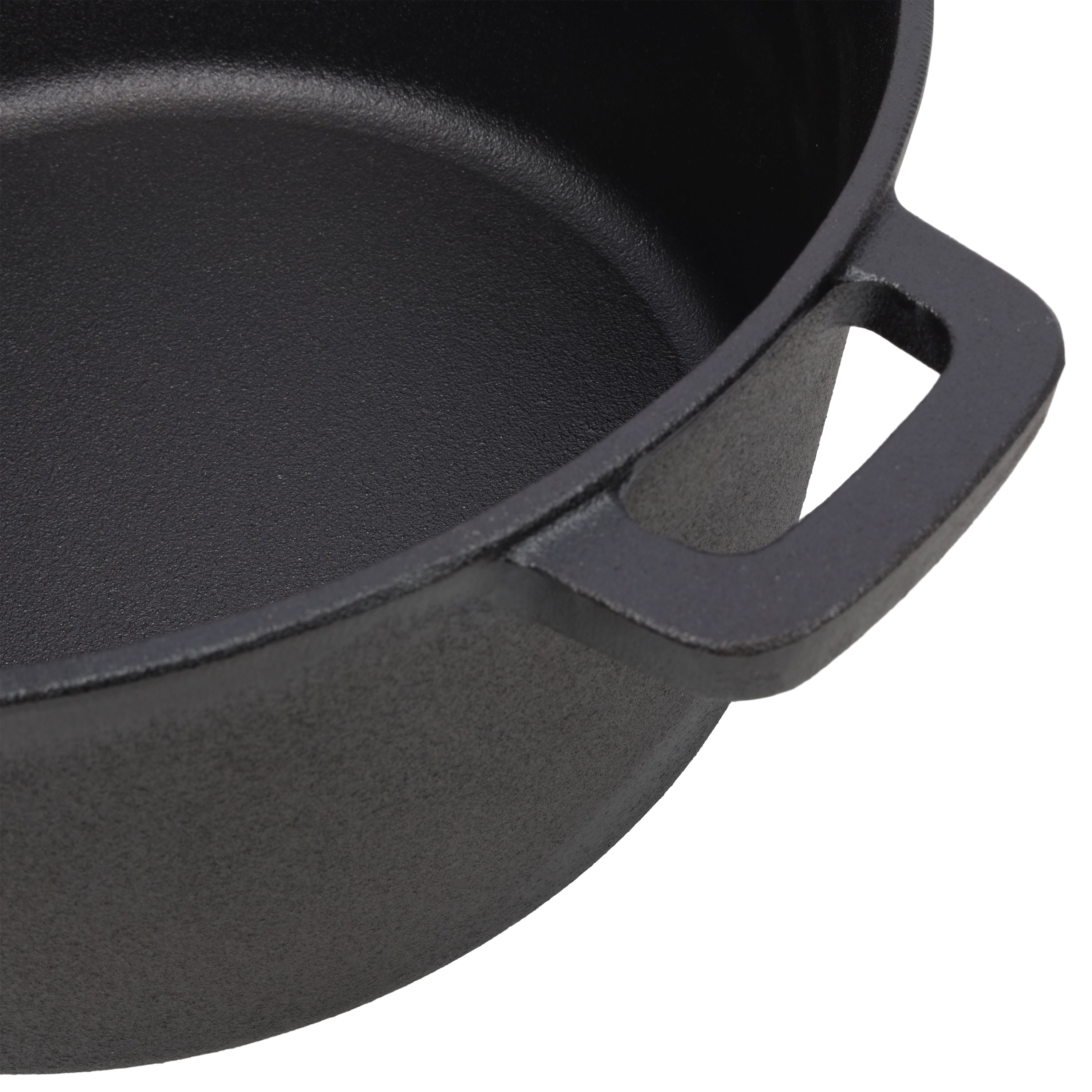 3 in 1 Pre-Seasoned Cast Iron Dutch Oven, Outdoor Camping Deep Pot, 5 Quart. Cover As A Skillet with Ribbed Bottom Design. With 2pcs Silicone Handel Covers, 1PC Lid Lifter.