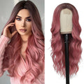 HMHIFI Long Wavy Pink Wig for Women 26 inch Curly Middle Part Ombre Hair Wig Natural Looking Upgraded Synthetic Protein Fiber Natural Looking Wig Cosplay Costume Wig(26 Ombre Pink)